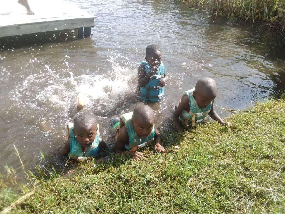 Girls participating in an education project